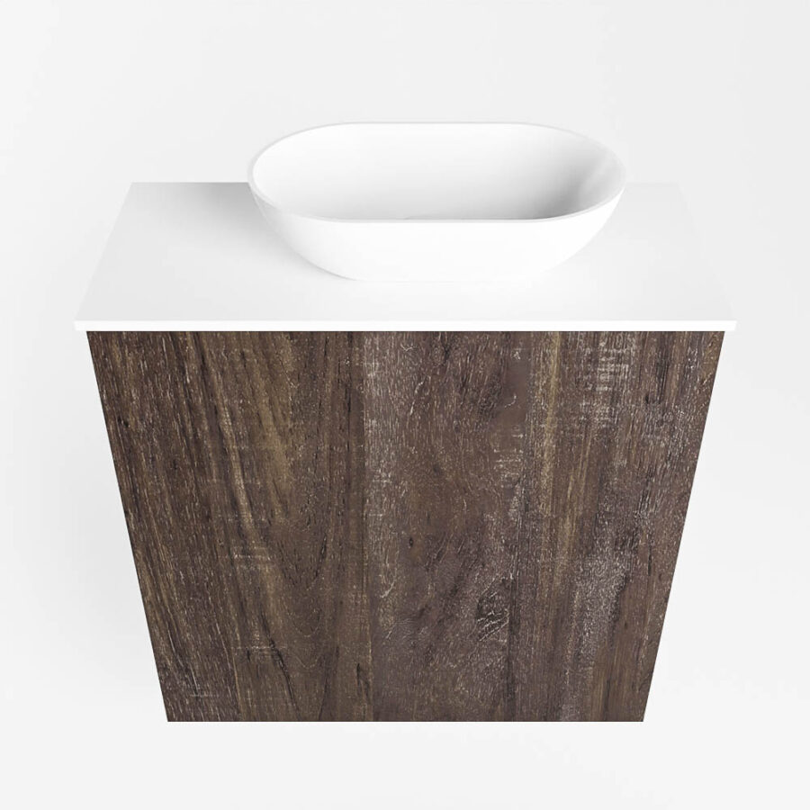 MONDIAZ FOWY toiletmeubel 50cm kleur dark brown. Waskom positie rechts kleur talc | talc. Met 1 kraangat - Afbeelding 5