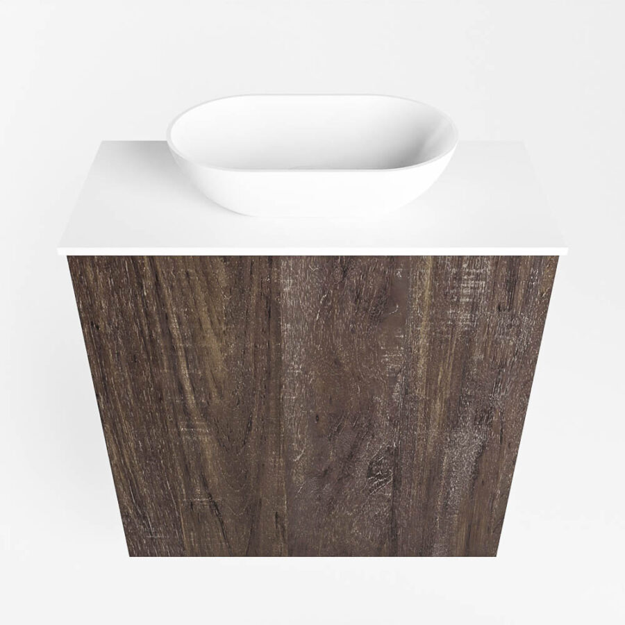MONDIAZ FOWY toiletmeubel 50cm kleur dark brown. Waskom positie midden kleur talc | talc. Zonder kraangat - Afbeelding 5