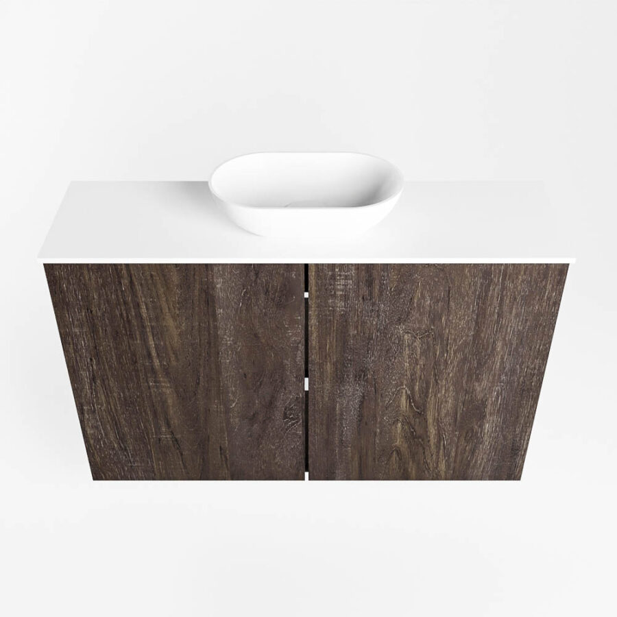MONDIAZ FOWY toiletmeubel 80cm kleur dark brown. Waskom positie midden kleur talc | talc. Met 1 kraangat - Afbeelding 5