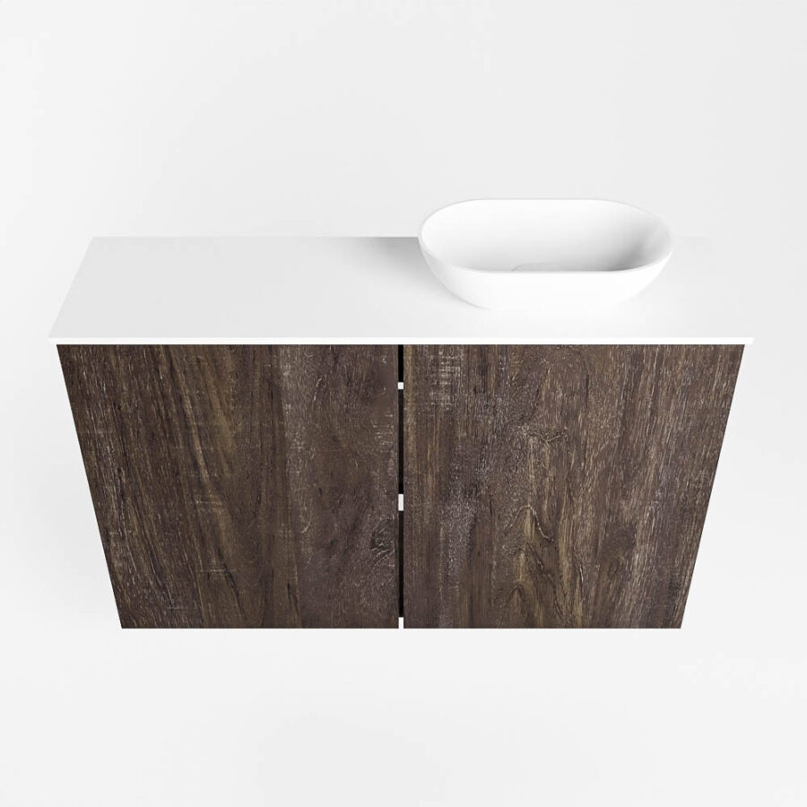 MONDIAZ FOWY toiletmeubel 80cm kleur dark brown. Waskom positie rechts kleur talc | talc. Met 1 kraangat - Afbeelding 5