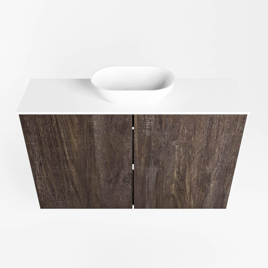 MONDIAZ FOWY toiletmeubel 80cm kleur dark brown. Waskom positie midden kleur talc | talc. Zonder kraangat - Afbeelding 5