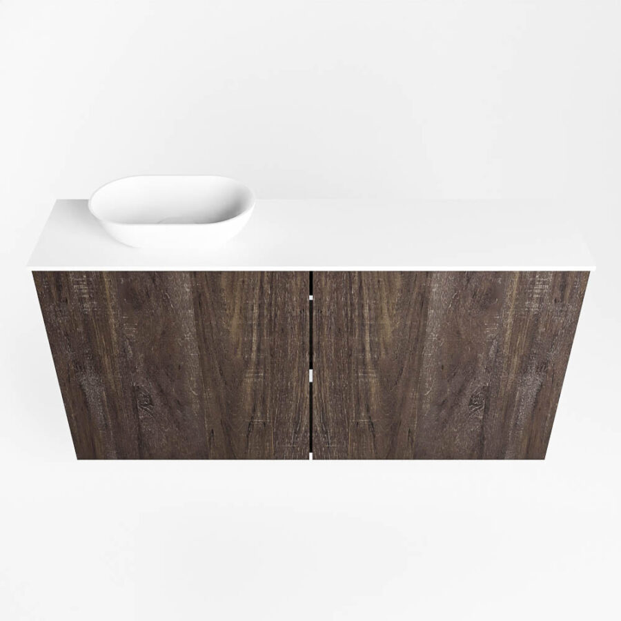 MONDIAZ FOWY toiletmeubel 100cm kleur dark brown. Waskom positie links kleur talc | talc. Met 1 kraangat - Afbeelding 5