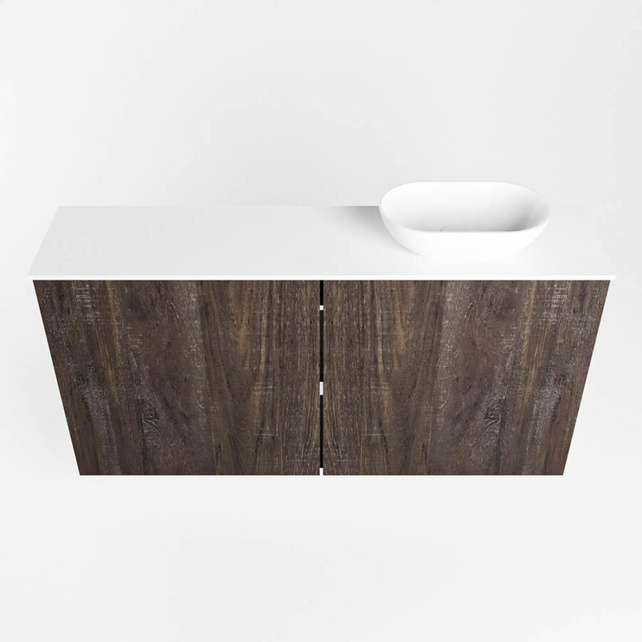 MONDIAZ FOWY toiletmeubel 100cm kleur dark brown. Waskom positie rechts kleur talc | talc. Met 1 kraangat - Afbeelding 5