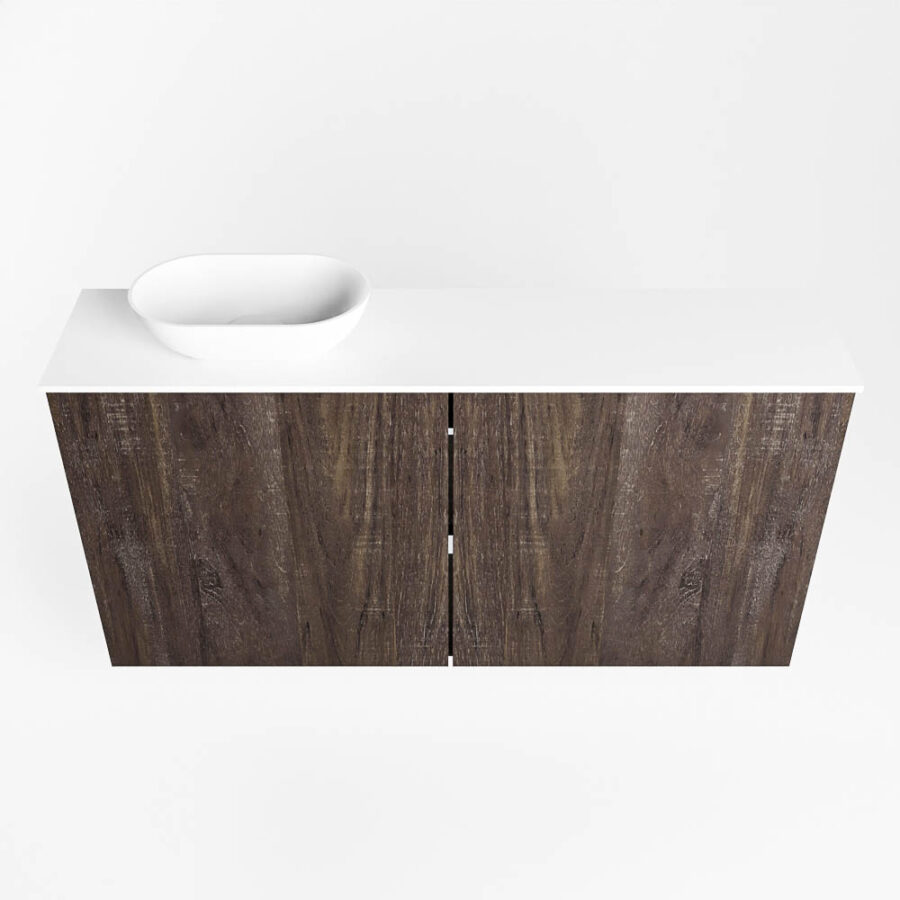 MONDIAZ FOWY toiletmeubel 100cm kleur dark brown. Waskom positie links kleur talc | talc. Zonder kraangat - Afbeelding 5