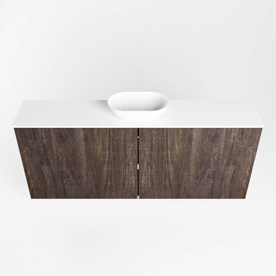 MONDIAZ FOWY toiletmeubel 120cm kleur dark brown. Waskom positie midden kleur talc | talc. Met 1 kraangat - Afbeelding 5
