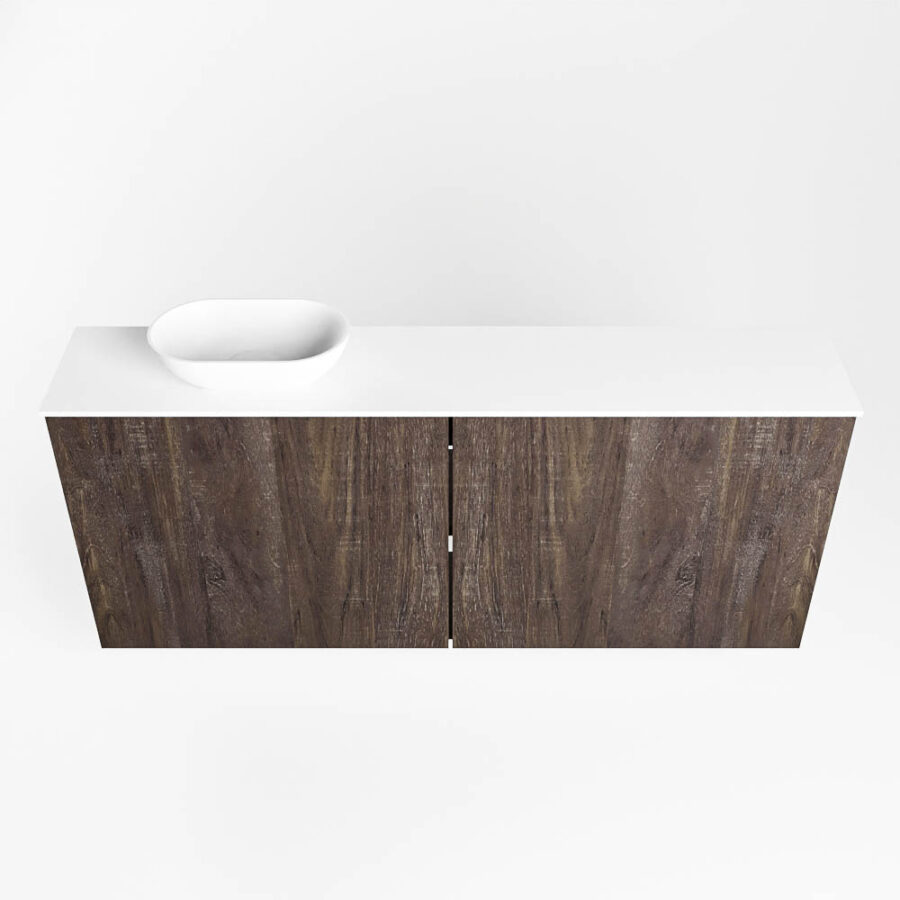 MONDIAZ FOWY toiletmeubel 120cm kleur dark brown. Waskom positie links kleur talc | talc. Zonder kraangat - Afbeelding 5