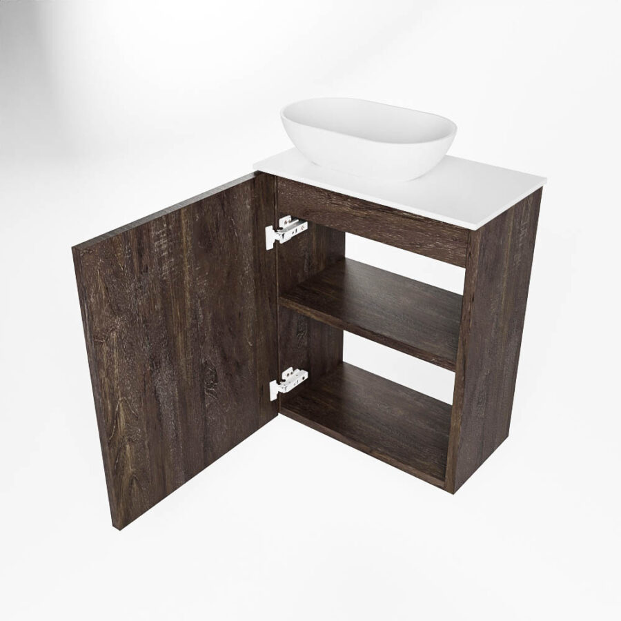 MONDIAZ FOWY toiletmeubel 40cm kleur dark brown. Waskom positie links kleur talc | talc. Met 1 kraangat - Afbeelding 6