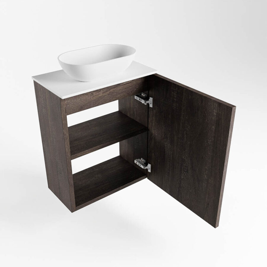 MONDIAZ FOWY toiletmeubel 40cm kleur dark brown. Waskom positie midden kleur talc | talc. Zonder kraangat - Afbeelding 6