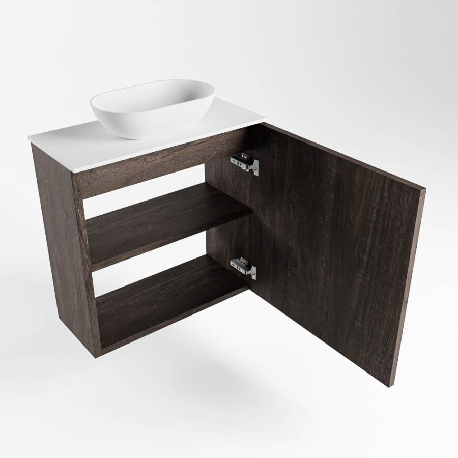 MONDIAZ FOWY toiletmeubel 50cm kleur dark brown. Waskom positie midden kleur talc | talc. Zonder kraangat - Afbeelding 6
