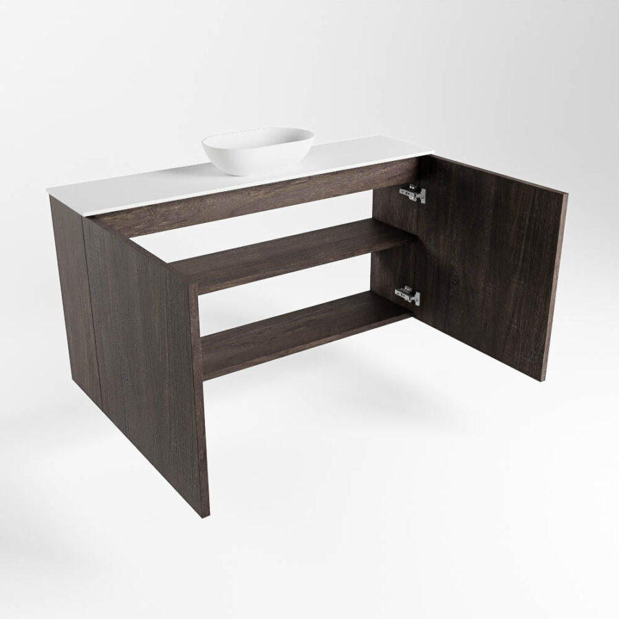 MONDIAZ FOWY toiletmeubel 100cm kleur dark brown. Waskom positie midden kleur talc | talc. Met 1 kraangat - Afbeelding 6