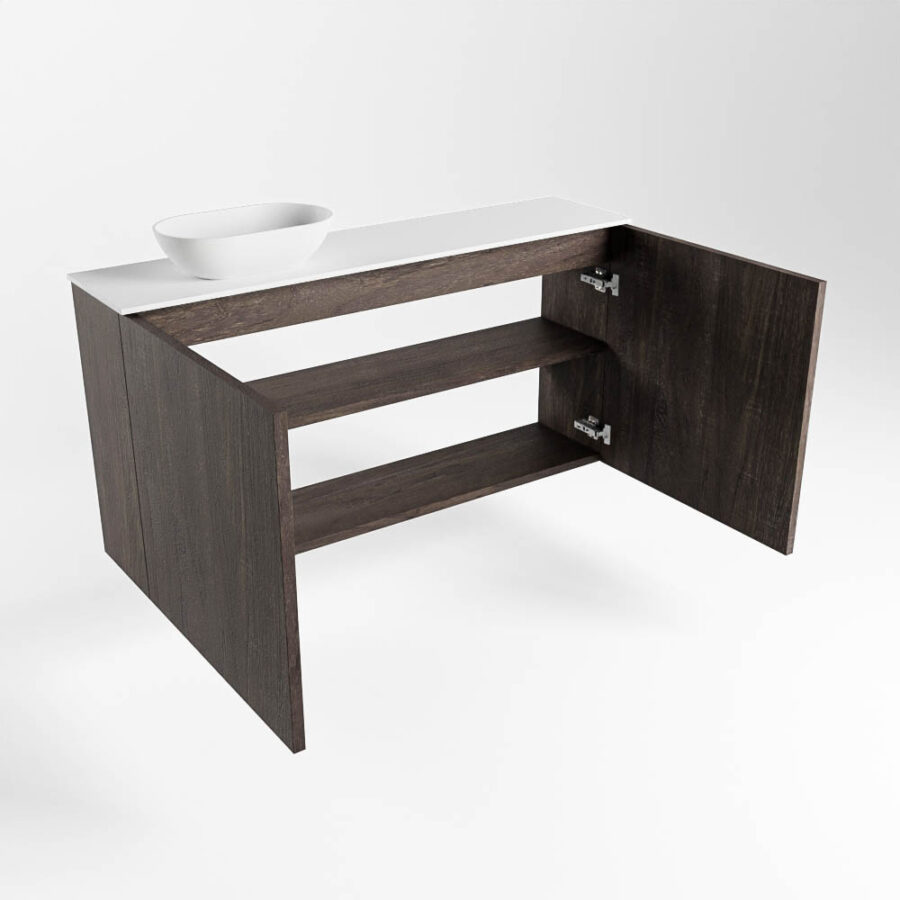 MONDIAZ FOWY toiletmeubel 100cm kleur dark brown. Waskom positie links kleur talc | talc. Zonder kraangat - Afbeelding 6