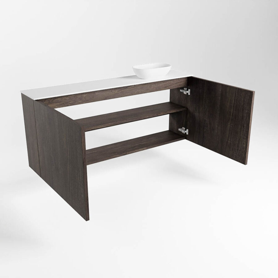 MONDIAZ FOWY toiletmeubel 120cm kleur dark brown. Waskom positie rechts kleur talc | talc. Met 1 kraangat - Afbeelding 6