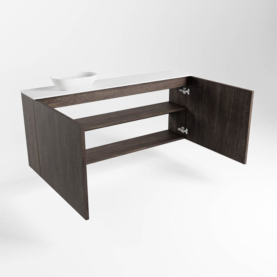 MONDIAZ FOWY toiletmeubel 120cm kleur dark brown. Waskom positie links kleur talc | talc. Zonder kraangat - Afbeelding 6