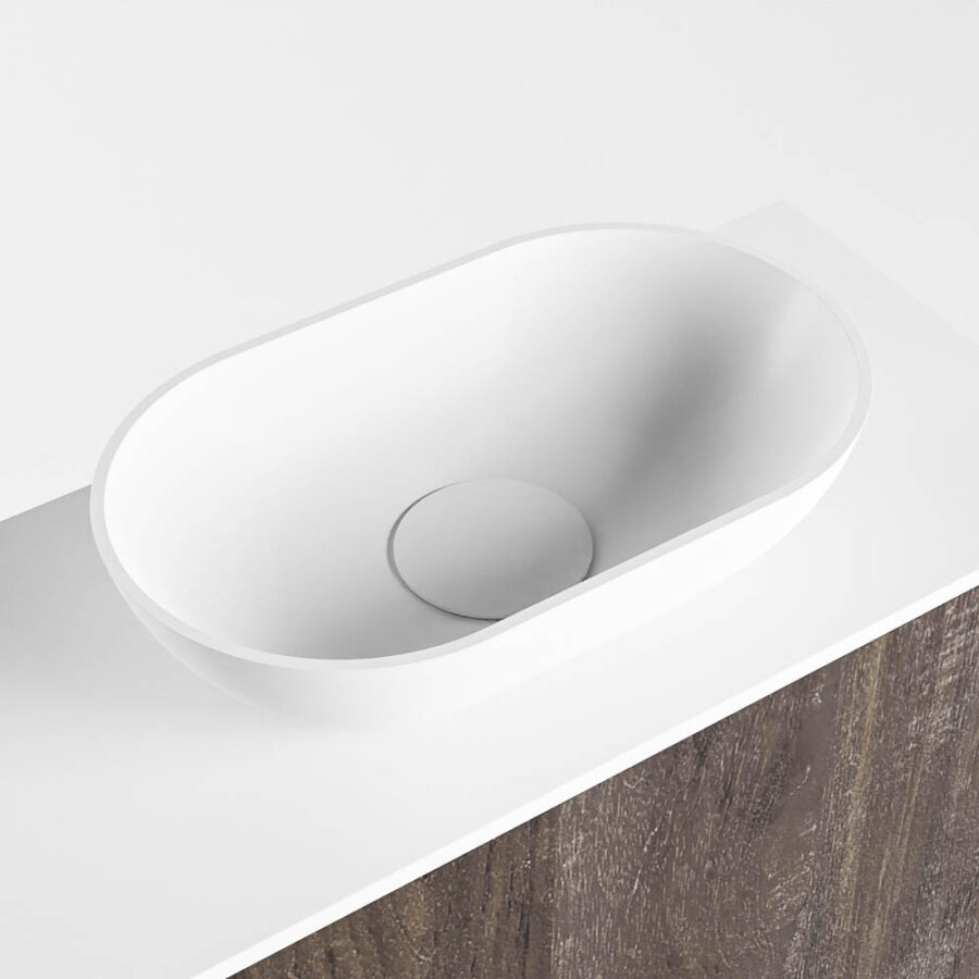 MONDIAZ FOWY toiletmeubel 50cm kleur dark brown. Waskom positie midden kleur talc | talc. Zonder kraangat - Afbeelding 7
