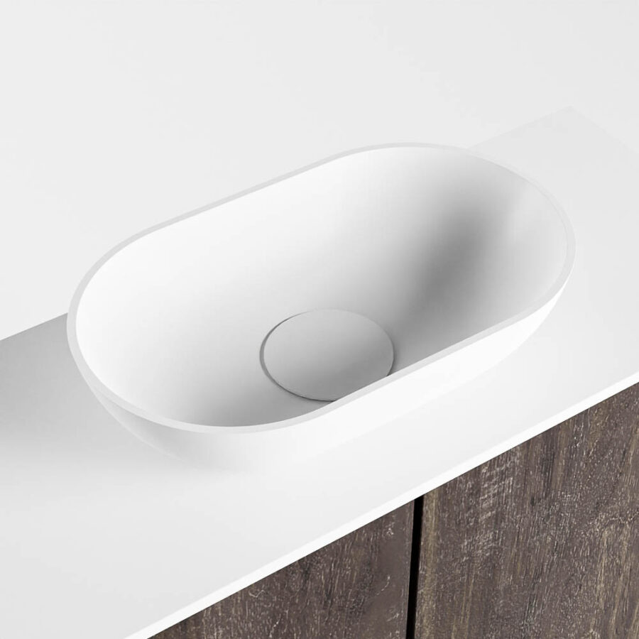 MONDIAZ FOWY toiletmeubel 60cm kleur dark brown. Waskom positie midden kleur talc | talc. Zonder kraangat - Afbeelding 7