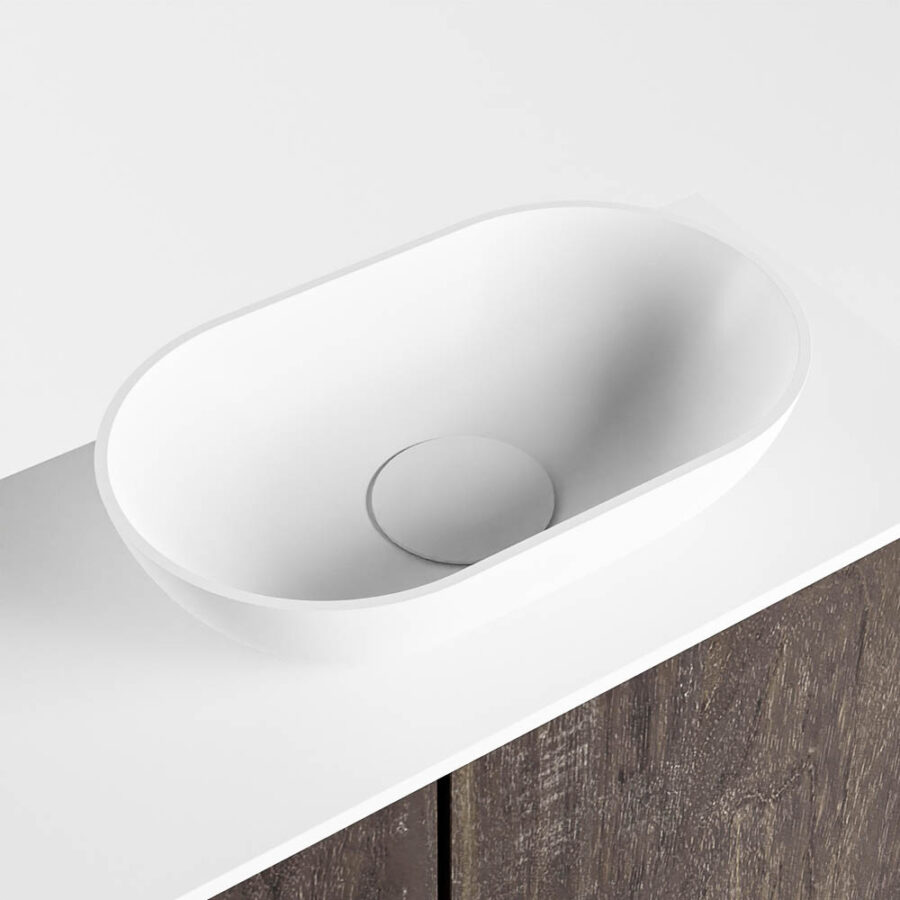 MONDIAZ FOWY toiletmeubel 60cm kleur dark brown. Waskom positie rechts kleur talc | talc. Zonder kraangat - Afbeelding 7