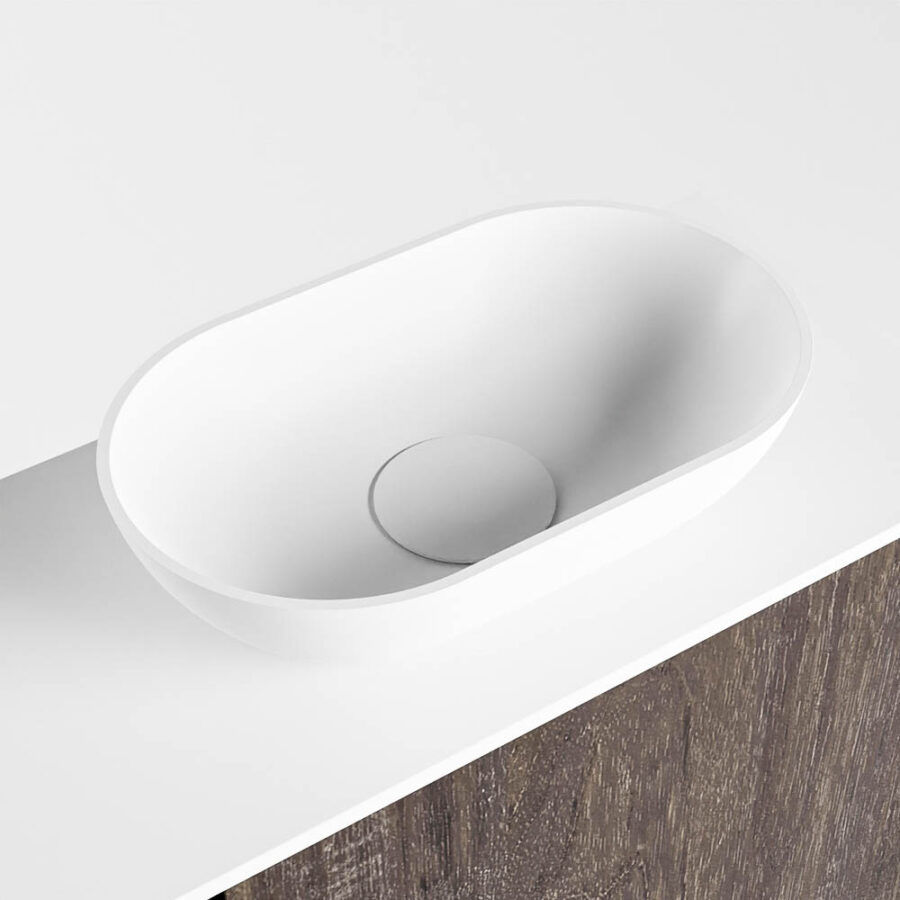 MONDIAZ FOWY toiletmeubel 80cm kleur dark brown. Waskom positie rechts kleur talc | talc. Zonder kraangat - Afbeelding 7