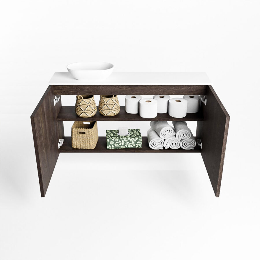 MONDIAZ FOWY toiletmeubel 100cm kleur dark brown. Waskom positie links kleur talc | talc. Met 1 kraangat - Afbeelding 8