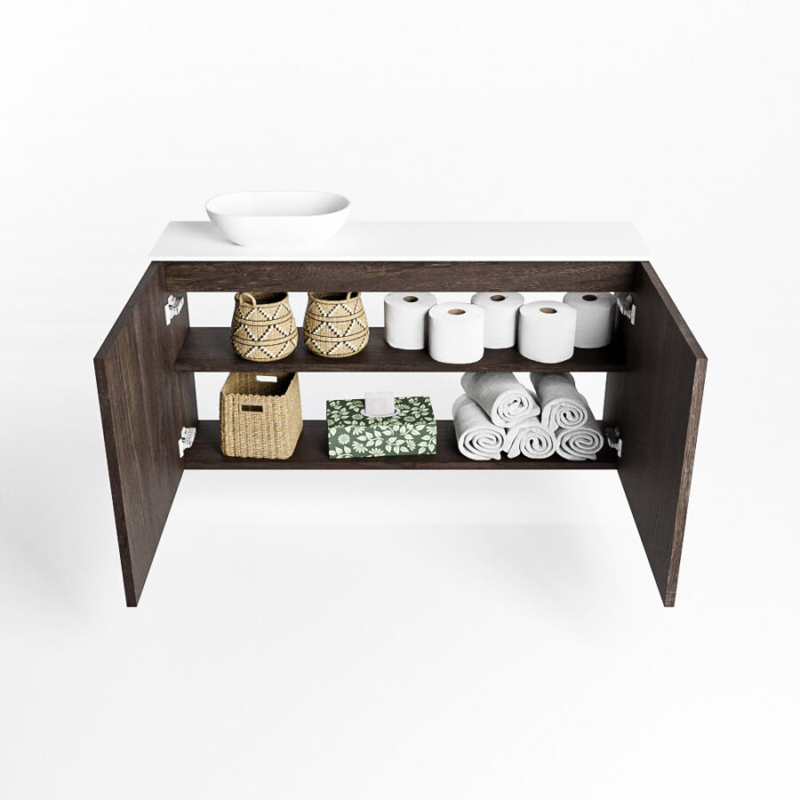 MONDIAZ FOWY toiletmeubel 100cm kleur dark brown. Waskom positie links kleur talc | talc. Zonder kraangat - Afbeelding 8