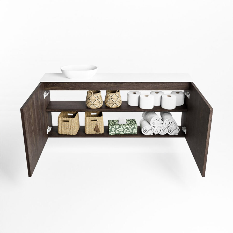 MONDIAZ FOWY toiletmeubel 120cm kleur dark brown. Waskom positie links kleur talc | talc. Zonder kraangat - Afbeelding 8