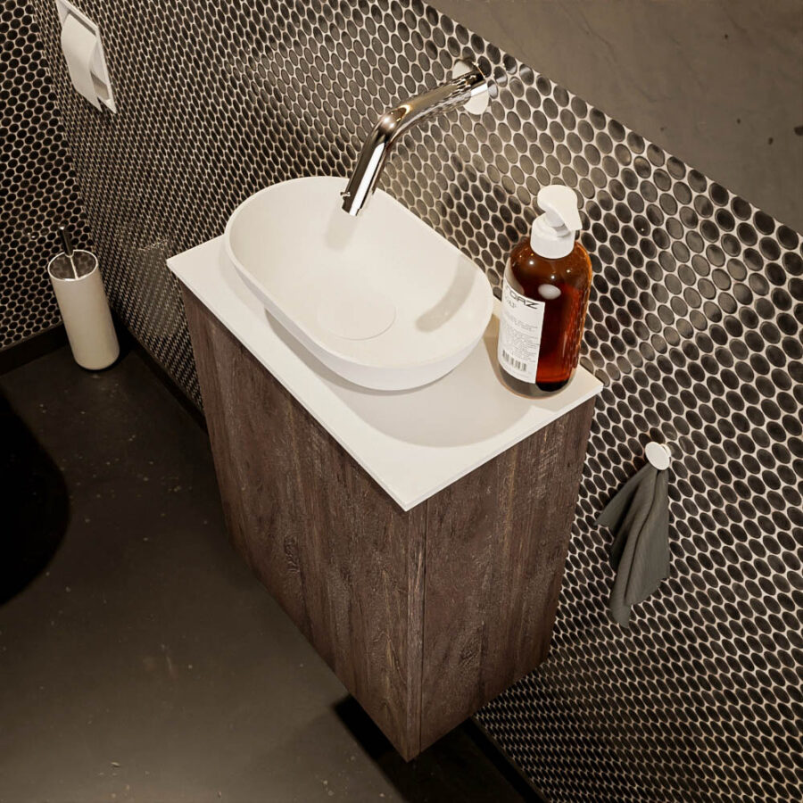 MONDIAZ FOWY toiletmeubel 40cm kleur dark brown. Waskom positie midden kleur talc | talc. Zonder kraangat - Afbeelding 3