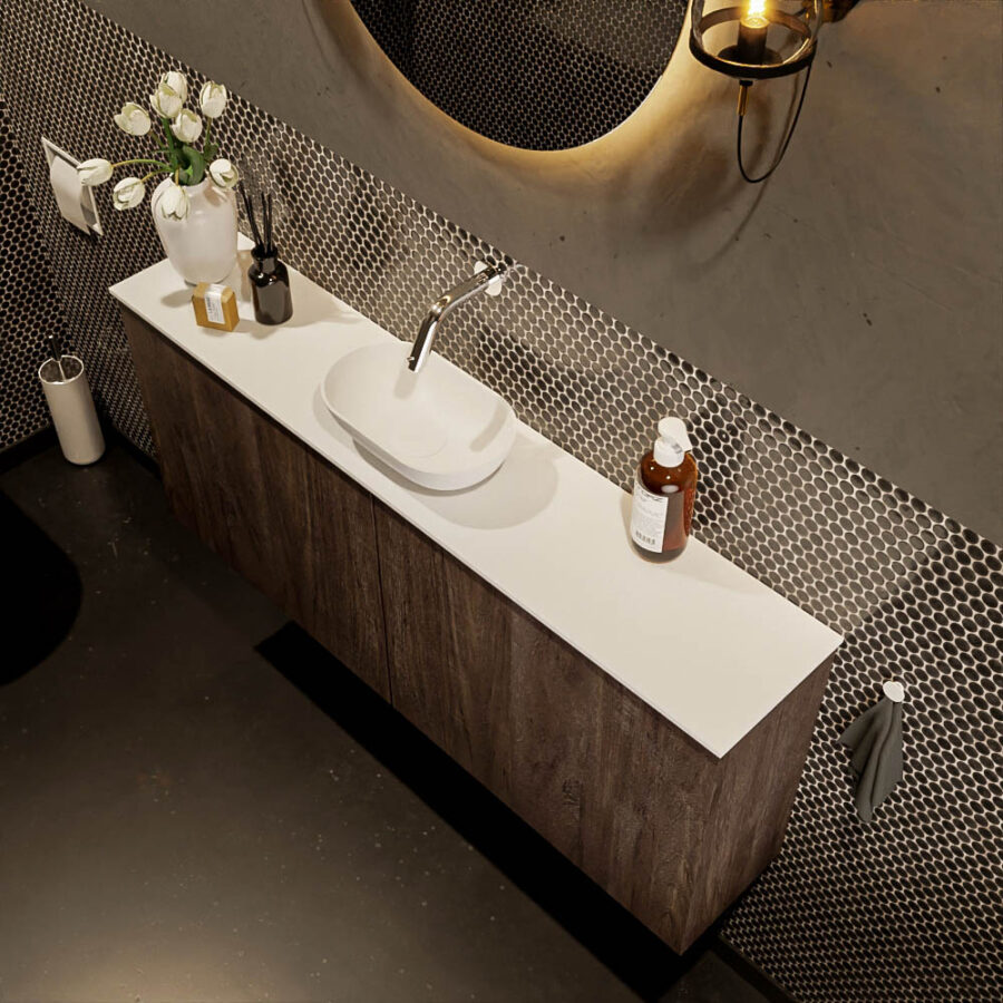 MONDIAZ FOWY toiletmeubel 120cm kleur dark brown. Waskom positie midden kleur talc | talc. Zonder kraangat - Afbeelding 3