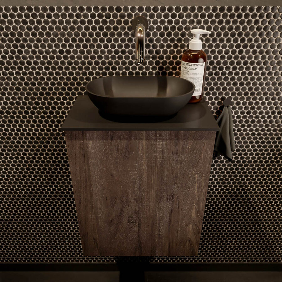 MONDIAZ FOWY toiletmeubel 40cm kleur dark brown. Waskom positie midden kleur urban | urban. Zonder kraangat - Afbeelding 2