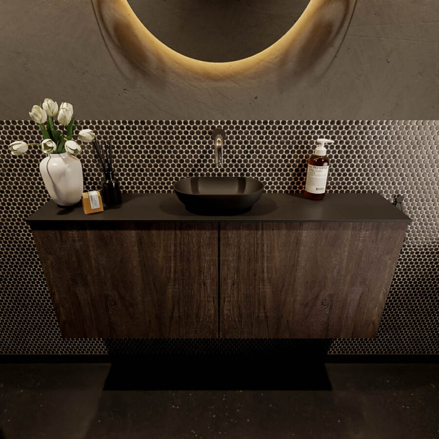 MONDIAZ FOWY toiletmeubel 120cm kleur dark brown. Waskom positie midden kleur urban | urban. Zonder kraangat - Afbeelding 2