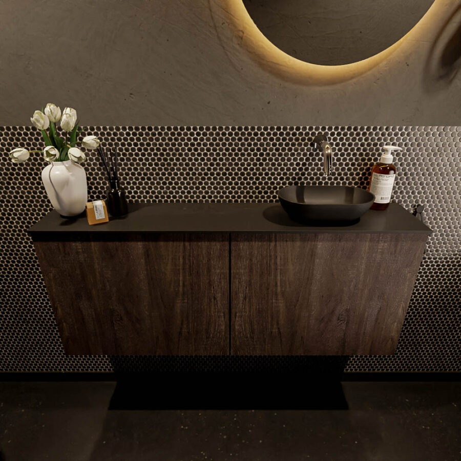 MONDIAZ FOWY toiletmeubel 120cm kleur dark brown. Waskom positie rechts kleur urban | urban. Zonder kraangat - Afbeelding 2
