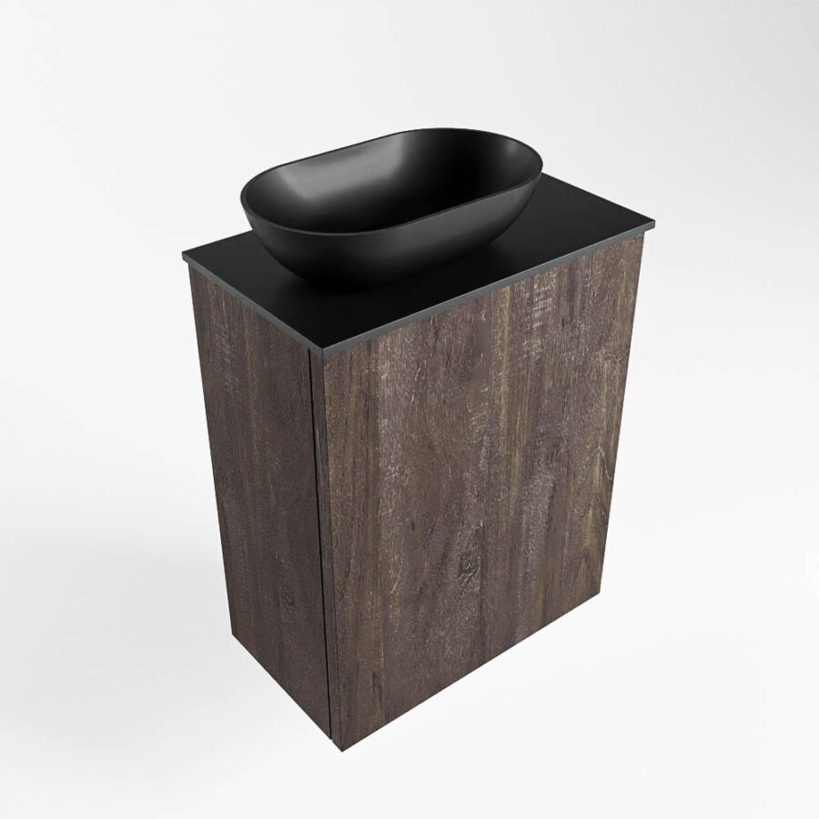 MONDIAZ FOWY toiletmeubel 40cm kleur dark brown. Waskom positie links kleur urban | urban. Met 1 kraangat - Afbeelding 4