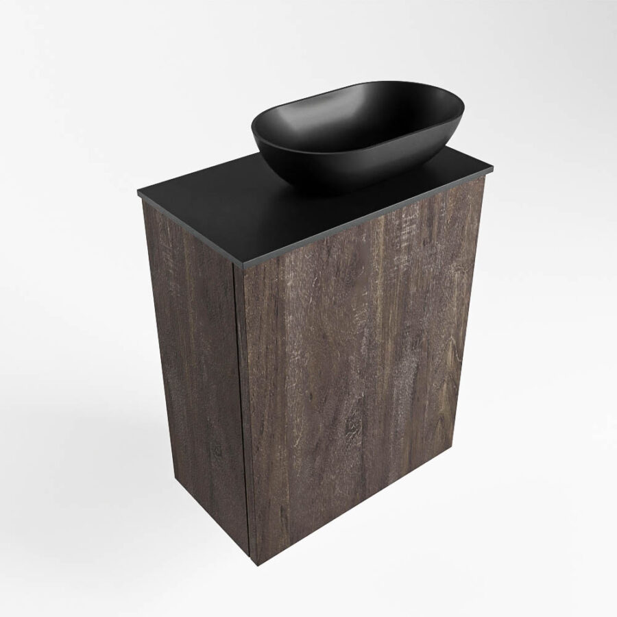 MONDIAZ FOWY toiletmeubel 40cm kleur dark brown. Waskom positie rechts kleur urban | urban. Met 1 kraangat - Afbeelding 4