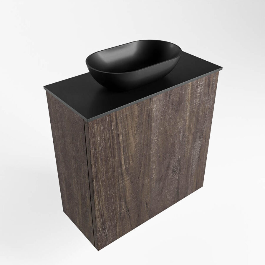 MONDIAZ FOWY toiletmeubel 50cm kleur dark brown. Waskom positie links kleur urban | urban. Met 1 kraangat - Afbeelding 4
