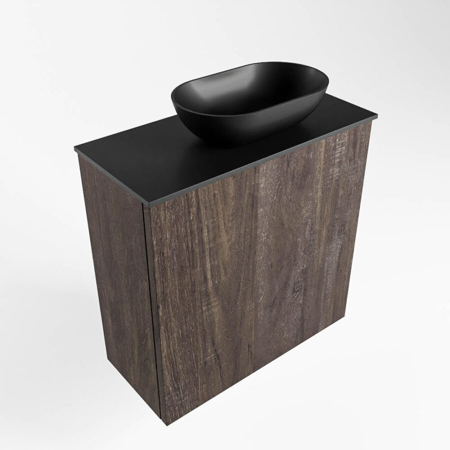 MONDIAZ FOWY toiletmeubel 50cm kleur dark brown. Waskom positie rechts kleur urban | urban. Met 1 kraangat - Afbeelding 4