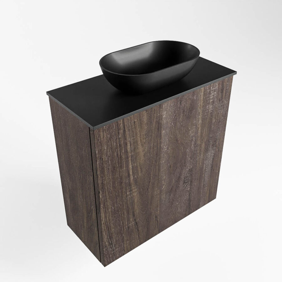 MONDIAZ FOWY toiletmeubel 50cm kleur dark brown. Waskom positie midden kleur urban | urban. Zonder kraangat - Afbeelding 4