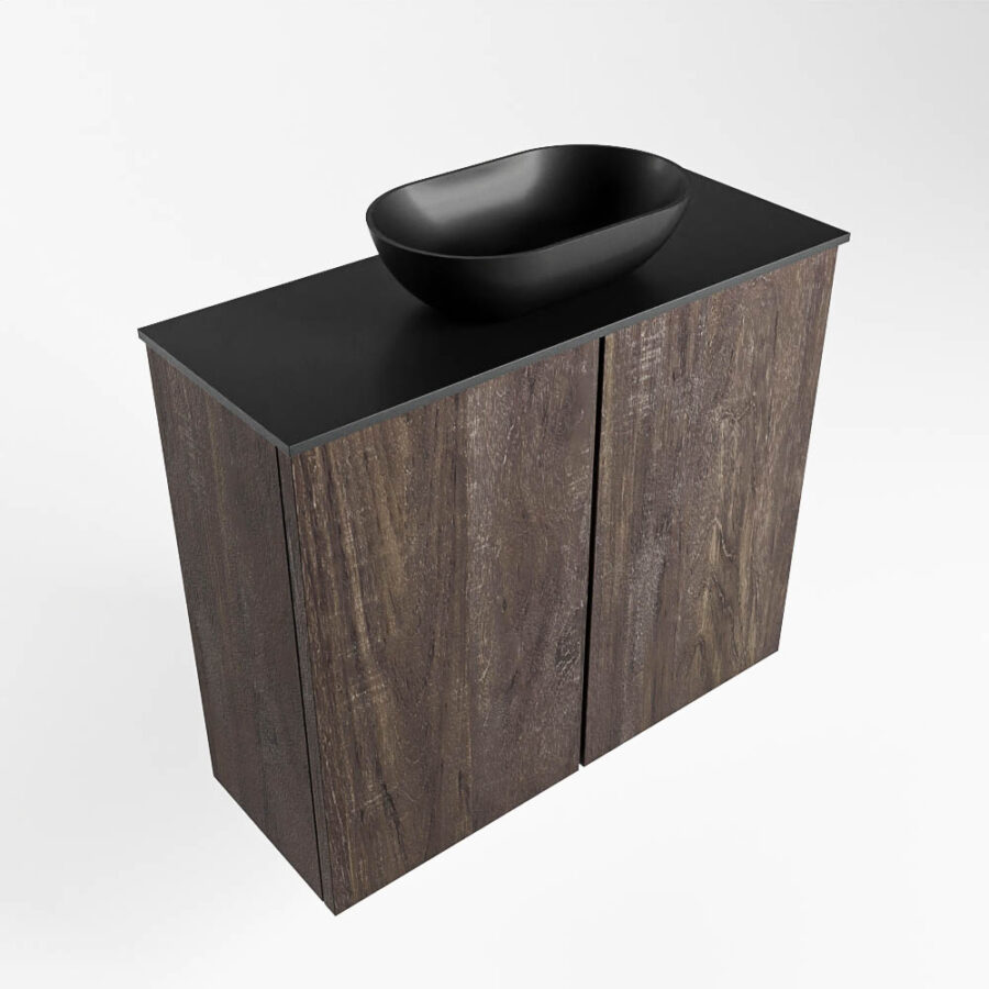 MONDIAZ FOWY toiletmeubel 60cm kleur dark brown. Waskom positie midden kleur urban | urban. Met 1 kraangat - Afbeelding 4