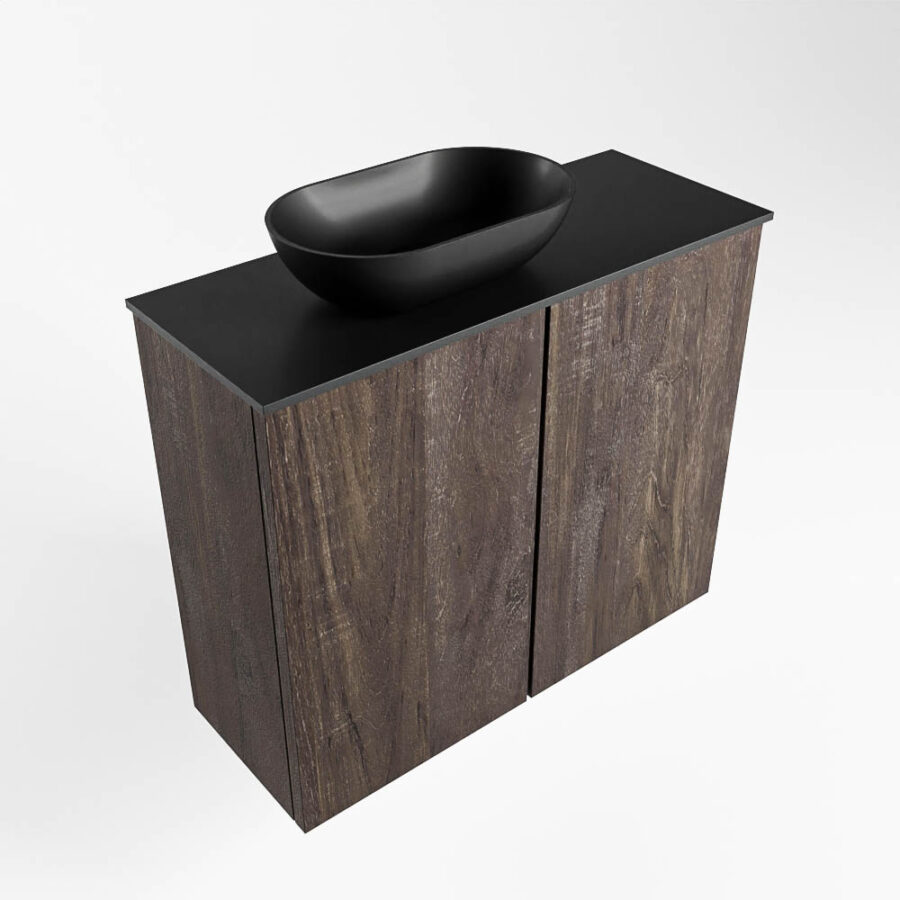 MONDIAZ FOWY toiletmeubel 60cm kleur dark brown. Waskom positie links kleur urban | urban. Met 1 kraangat - Afbeelding 4