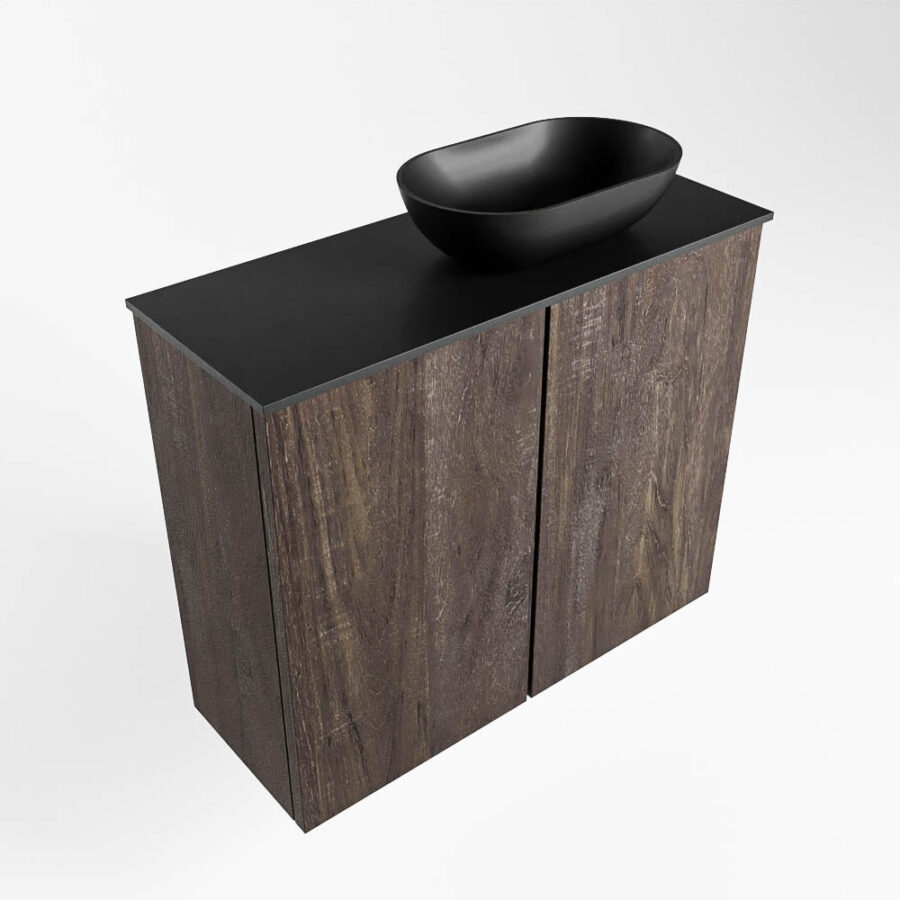 MONDIAZ FOWY toiletmeubel 60cm kleur dark brown. Waskom positie rechts kleur urban | urban. Zonder kraangat - Afbeelding 4