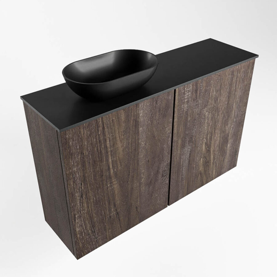 MONDIAZ FOWY toiletmeubel 80cm kleur dark brown. Waskom positie links kleur urban | urban. Met 1 kraangat - Afbeelding 4