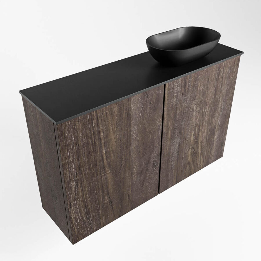 MONDIAZ FOWY toiletmeubel 80cm kleur dark brown. Waskom positie rechts kleur urban | urban. Met 1 kraangat - Afbeelding 4