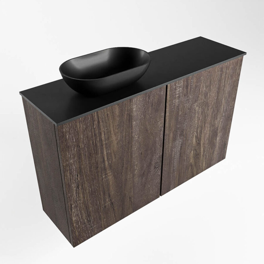 MONDIAZ FOWY toiletmeubel 80cm kleur dark brown. Waskom positie links kleur urban | urban. Zonder kraangat - Afbeelding 4