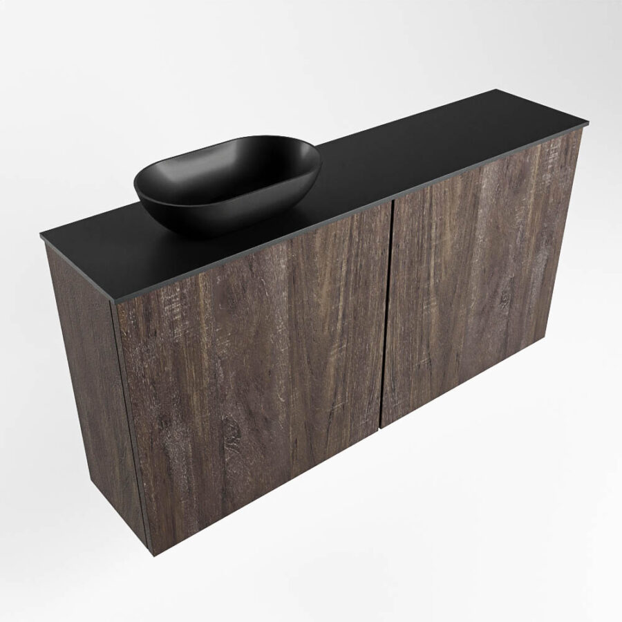 MONDIAZ FOWY toiletmeubel 100cm kleur dark brown. Waskom positie links kleur urban | urban. Zonder kraangat - Afbeelding 4