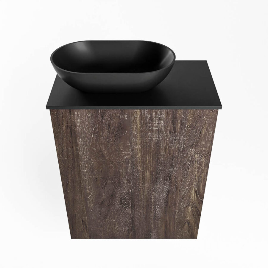 MONDIAZ FOWY toiletmeubel 40cm kleur dark brown. Waskom positie links kleur urban | urban. Met 1 kraangat - Afbeelding 5