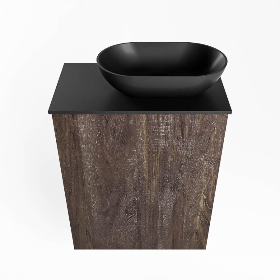 MONDIAZ FOWY toiletmeubel 40cm kleur dark brown. Waskom positie rechts kleur urban | urban. Met 1 kraangat - Afbeelding 5