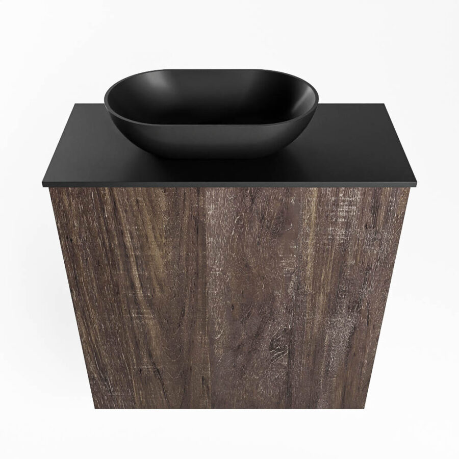 MONDIAZ FOWY toiletmeubel 50cm kleur dark brown. Waskom positie links kleur urban | urban. Met 1 kraangat - Afbeelding 5