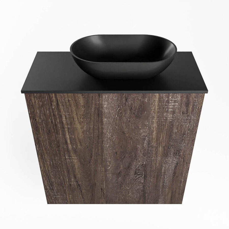 MONDIAZ FOWY toiletmeubel 50cm kleur dark brown. Waskom positie rechts kleur urban | urban. Met 1 kraangat - Afbeelding 5