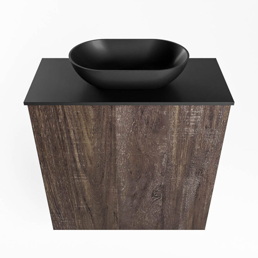 MONDIAZ FOWY toiletmeubel 50cm kleur dark brown. Waskom positie midden kleur urban | urban. Zonder kraangat - Afbeelding 5
