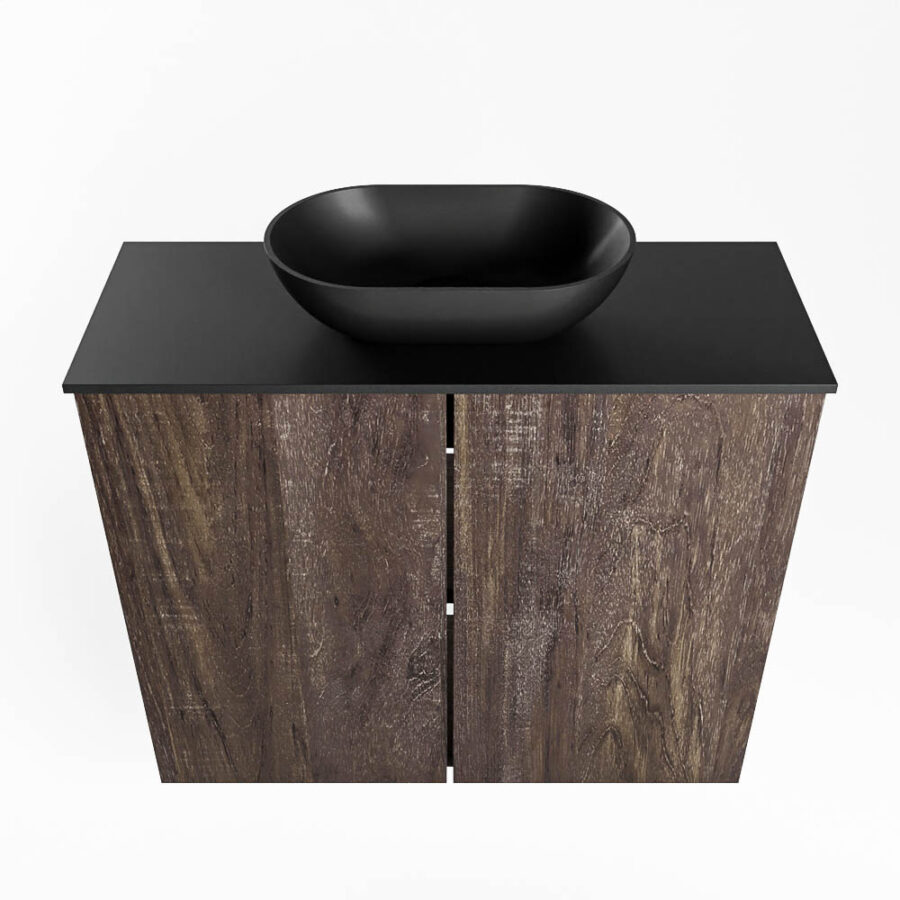 MONDIAZ FOWY toiletmeubel 60cm kleur dark brown. Waskom positie midden kleur urban | urban. Met 1 kraangat - Afbeelding 5