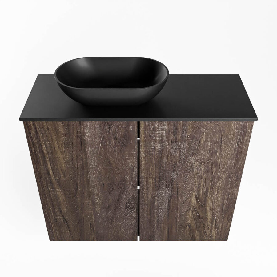 MONDIAZ FOWY toiletmeubel 60cm kleur dark brown. Waskom positie links kleur urban | urban. Met 1 kraangat - Afbeelding 5