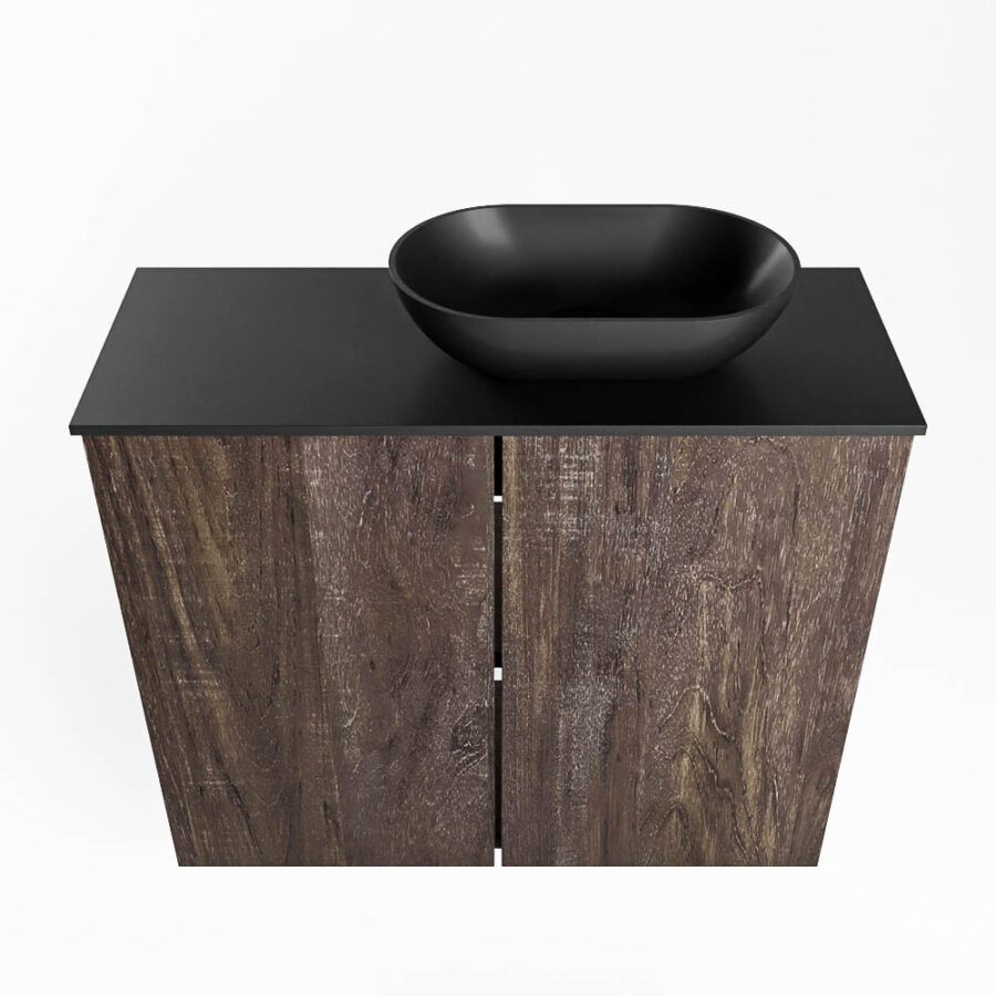 MONDIAZ FOWY toiletmeubel 60cm kleur dark brown. Waskom positie rechts kleur urban | urban. Met 1 kraangat - Afbeelding 5
