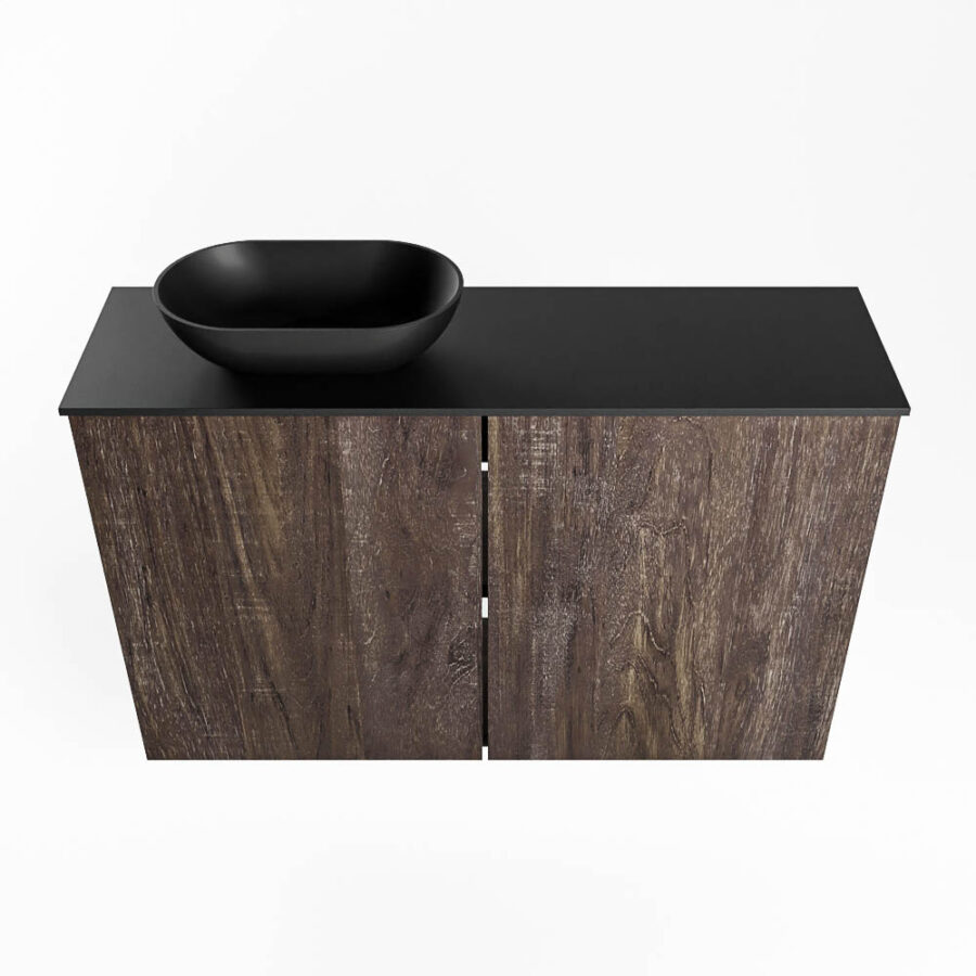 MONDIAZ FOWY toiletmeubel 80cm kleur dark brown. Waskom positie links kleur urban | urban. Met 1 kraangat - Afbeelding 5